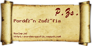 Pordán Zsófia névjegykártya